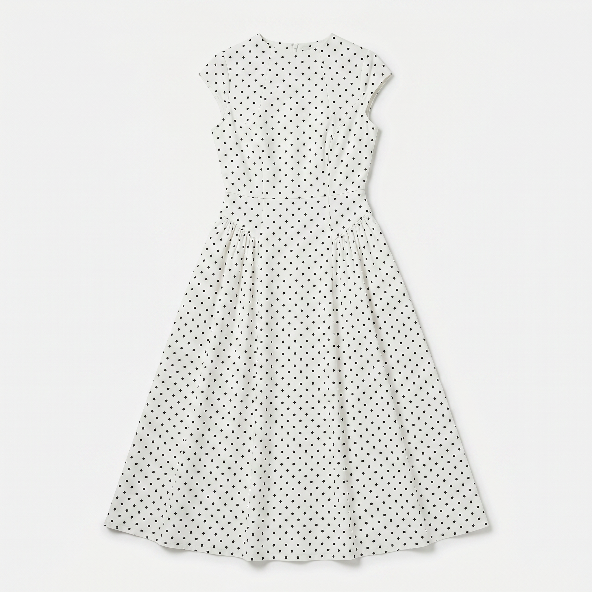 Women’s Polka Dot Maxi Dress with Round Neck and A Line Silhouette