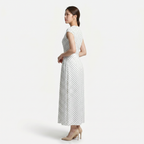 Women’s Polka Dot Maxi Dress with Round Neck and A Line Silhouette