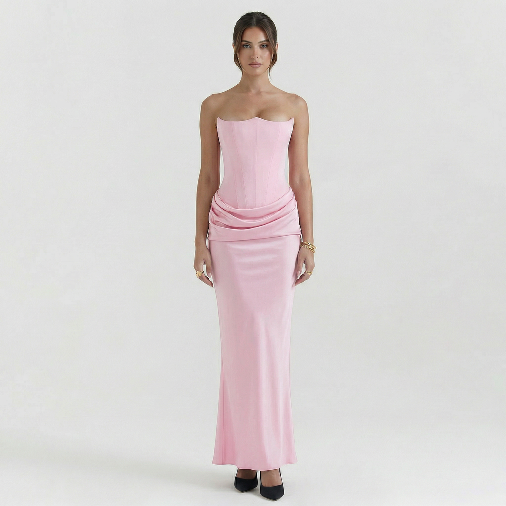 Women's Corset Strapless Maxi Dress