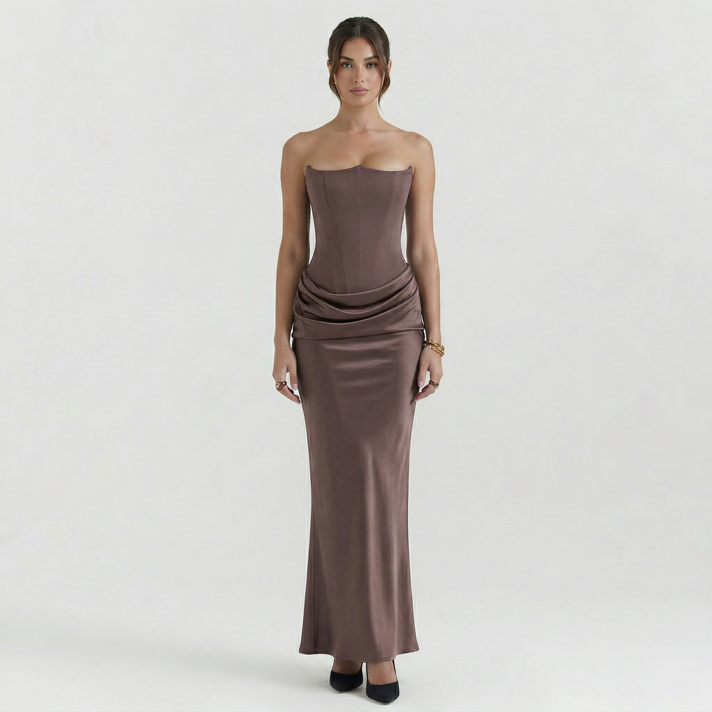 Women's Corset Strapless Maxi Dress
