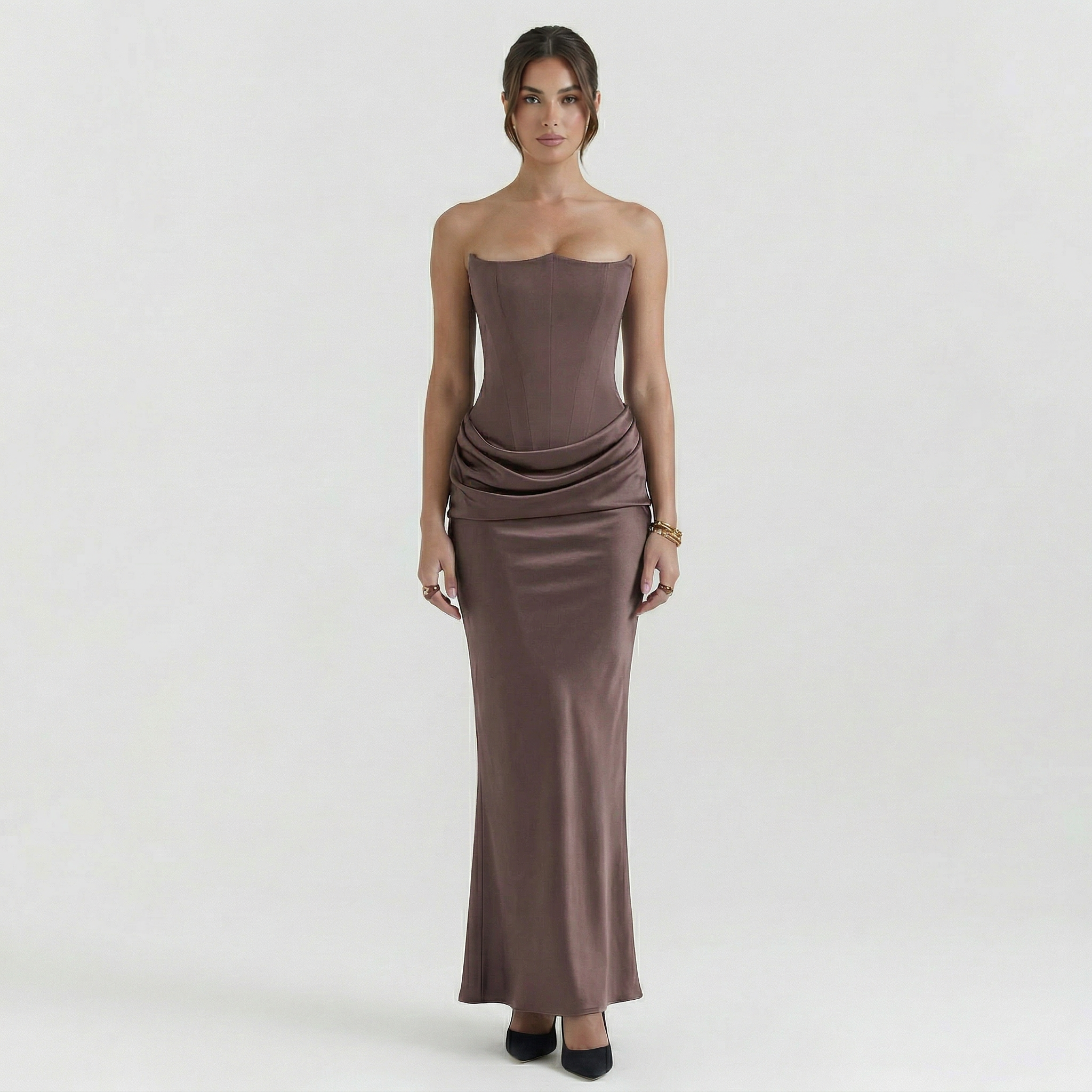 Women's Corset Strapless Maxi Dress