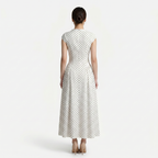 Women’s Polka Dot Maxi Dress with Round Neck and A Line Silhouette