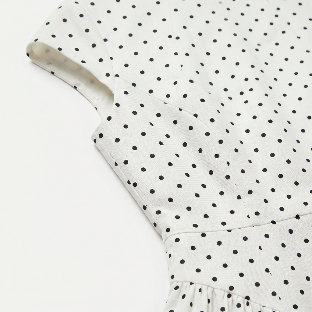 Women’s Polka Dot Maxi Dress with Round Neck and A Line Silhouette