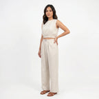 Women's Linen Sleeveless Top and Wide Leg Trousers Two Piece Set