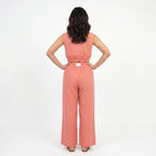 Women's Linen Sleeveless Top and Wide Leg Trousers Two Piece Set