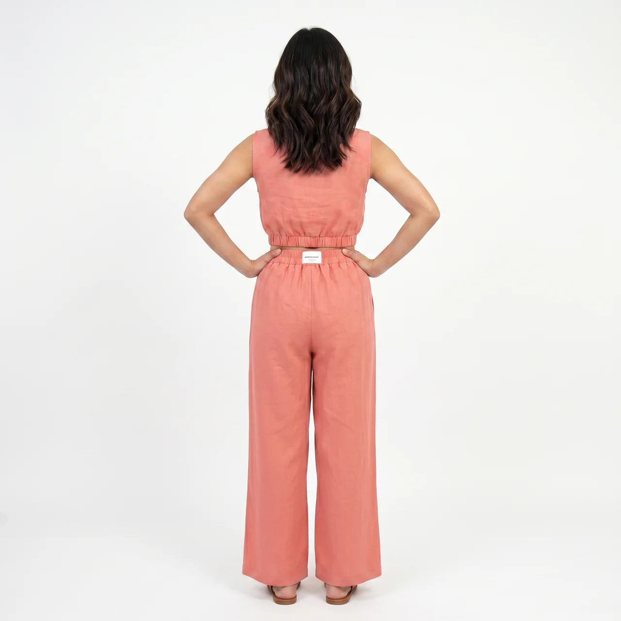 Women's Linen Sleeveless Top and Wide Leg Trousers Two Piece Set