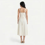 Women's Corset Tie Front Midi Dress with Split