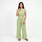 Women's Linen Sleeveless Top and Wide Leg Trousers Two Piece Set