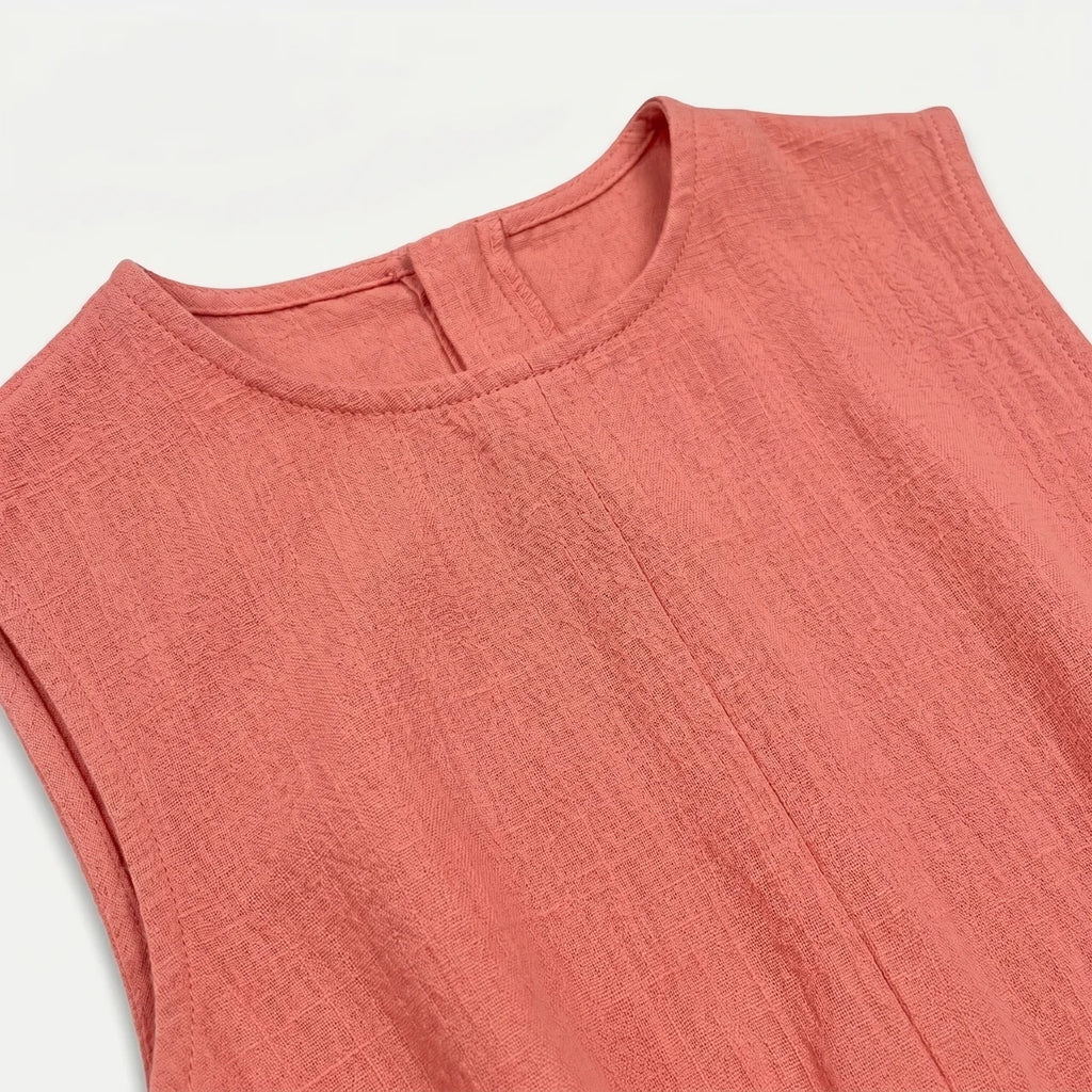 Women's Linen Sleeveless Top and Wide Leg Trousers Two Piece Set