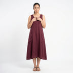 Women's Sleeveless A-Line Midi Dress with Pockets