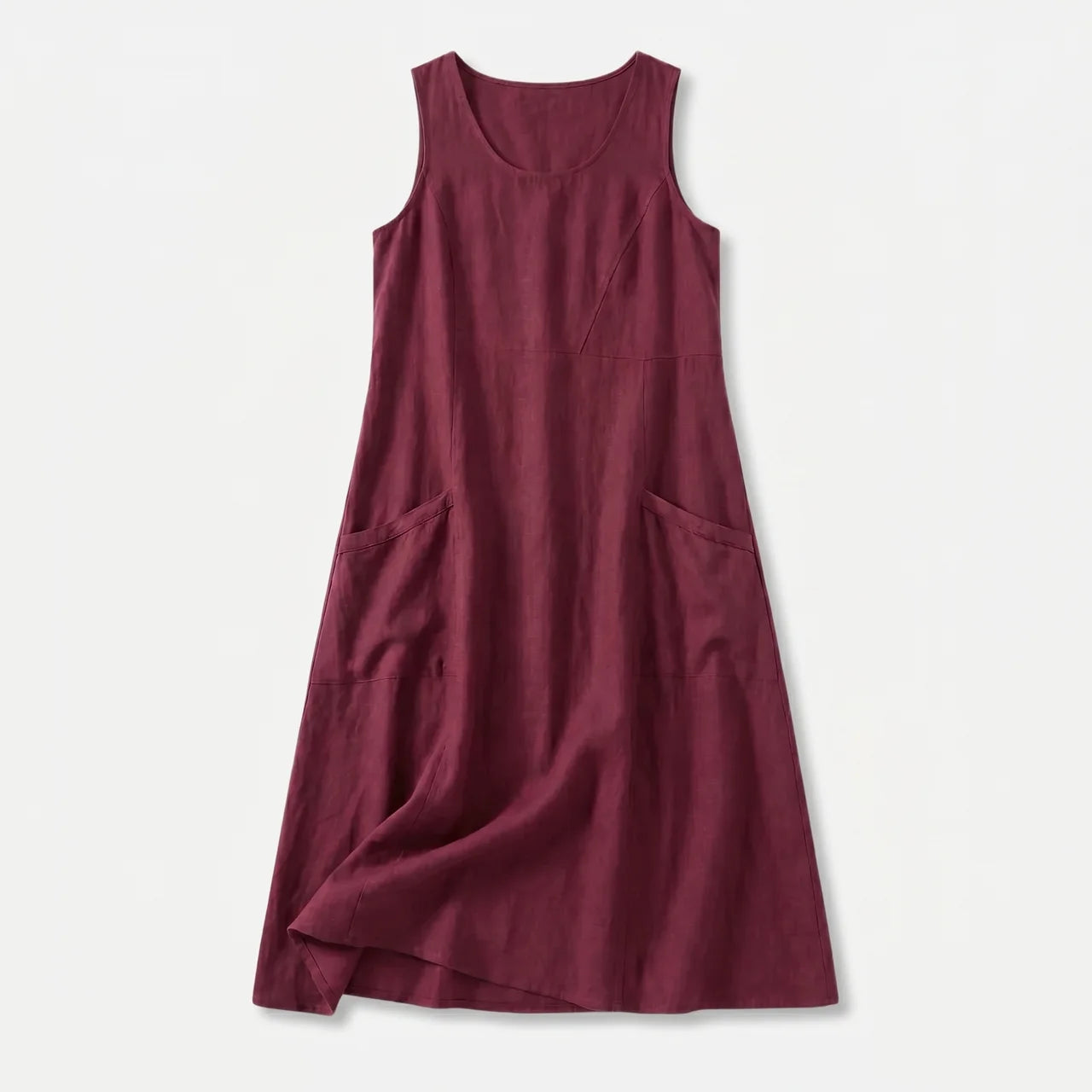 Women's Sleeveless A-Line Midi Dress with Pockets
