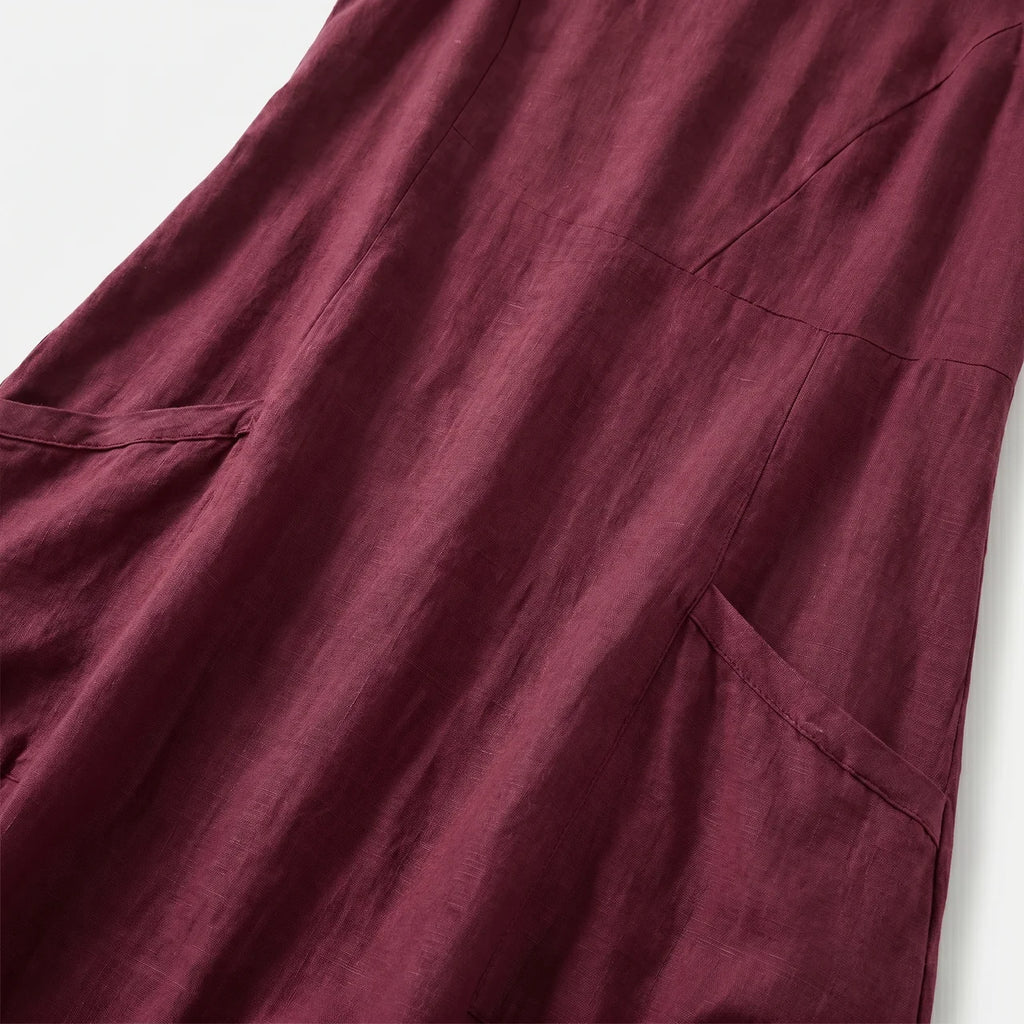 Women's Sleeveless A-Line Midi Dress with Pockets