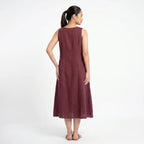 Women's Sleeveless A-Line Midi Dress with Pockets