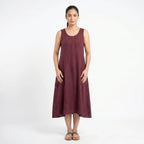 Women's Sleeveless A-Line Midi Dress with Pockets