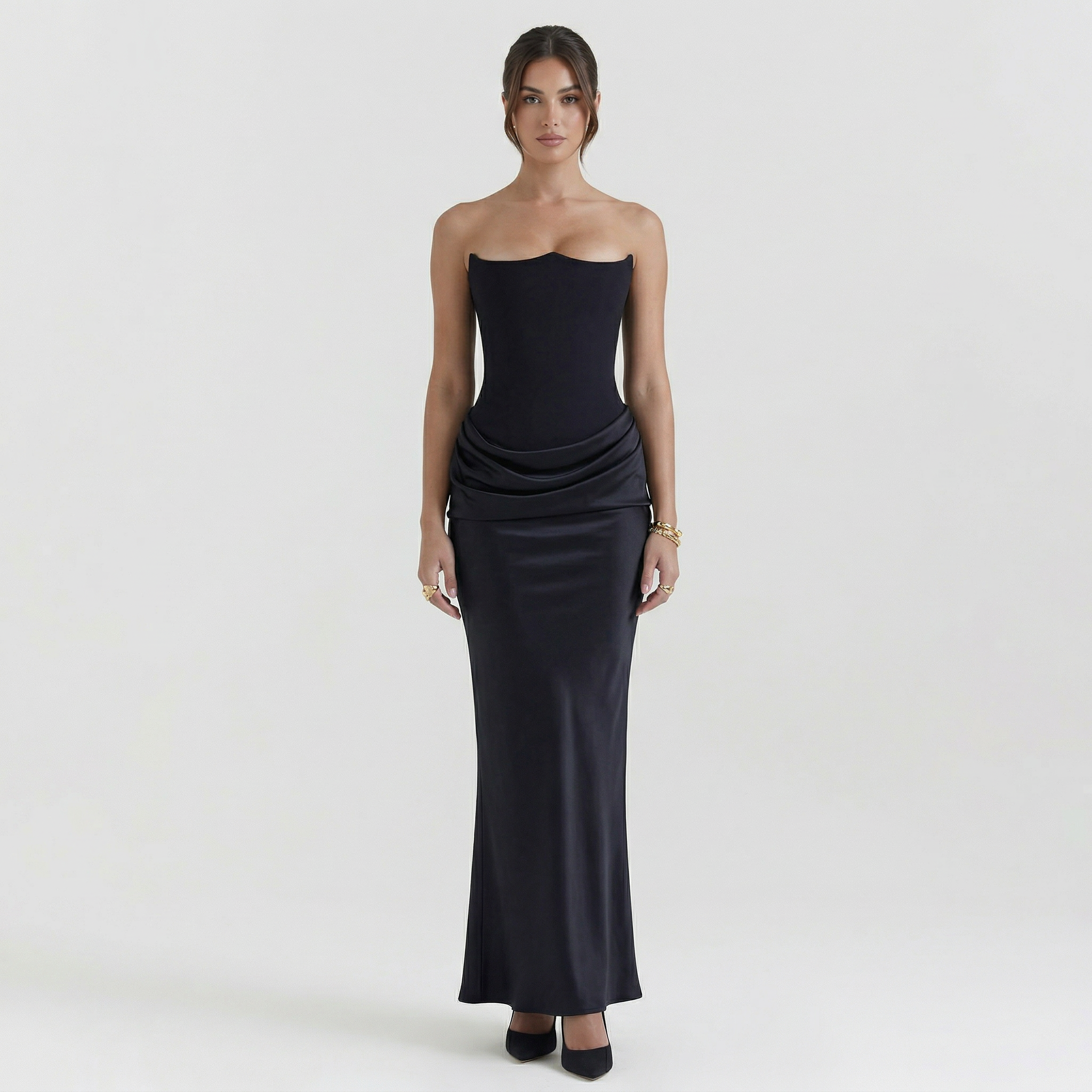 Women's Corset Strapless Maxi Dress