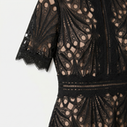 Women’s Elegant Lace Midi Dress – High Neck Silhouette with Refined Cutwork Detail