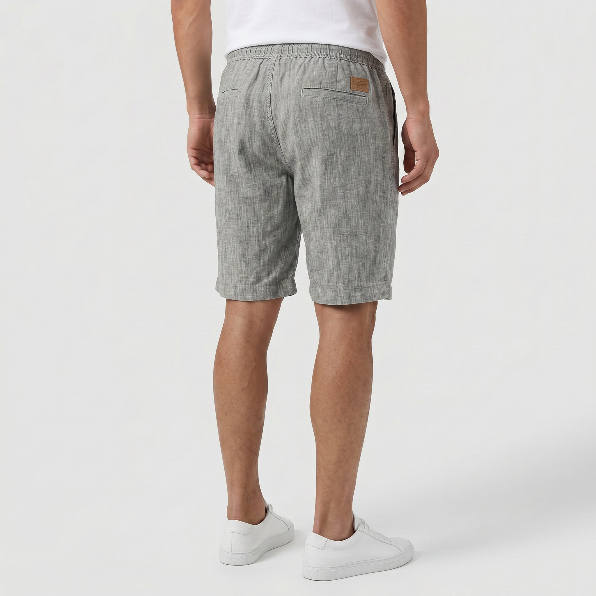 Men's Linen Shorts - Elasticated Waist Drawstring Summer Beach Shorts