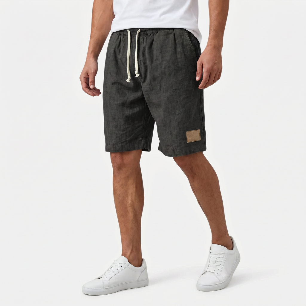 Men's Linen Shorts - Elasticated Waist Drawstring Summer Beach Shorts