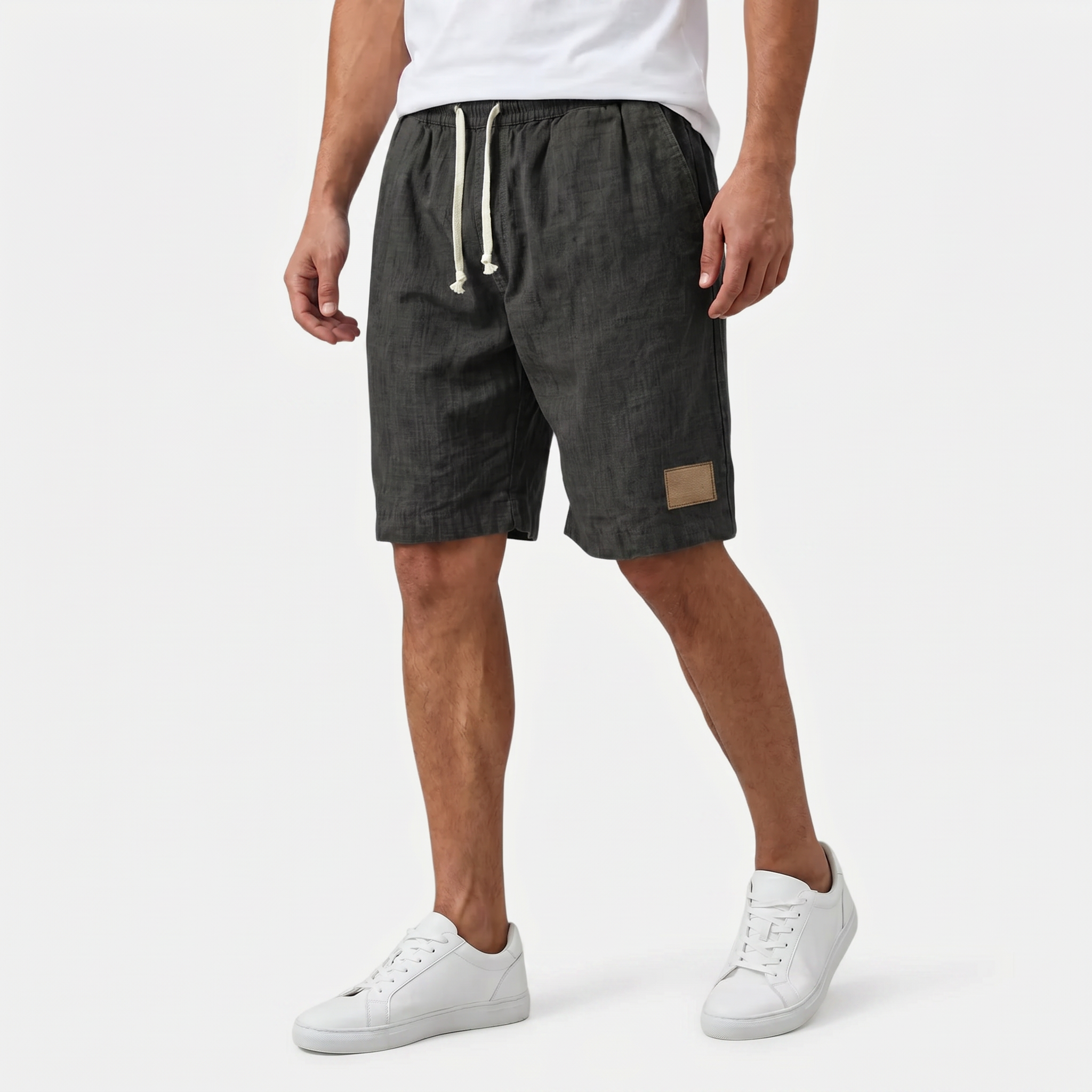 Men's Linen Shorts - Elasticated Waist Drawstring Summer Beach Shorts