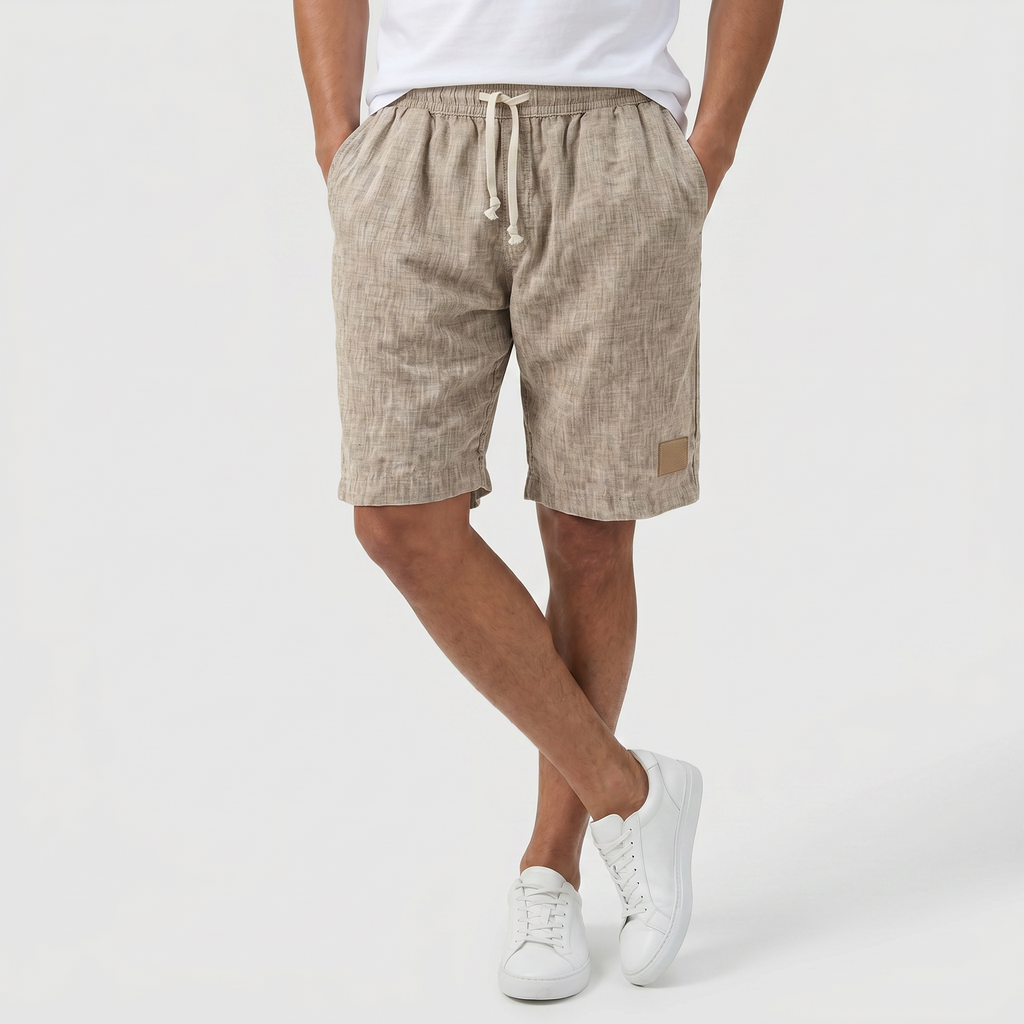 Men's Linen Shorts - Elasticated Waist Drawstring Summer Beach Shorts