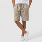 Men's Linen Shorts - Elasticated Waist Drawstring Summer Beach Shorts