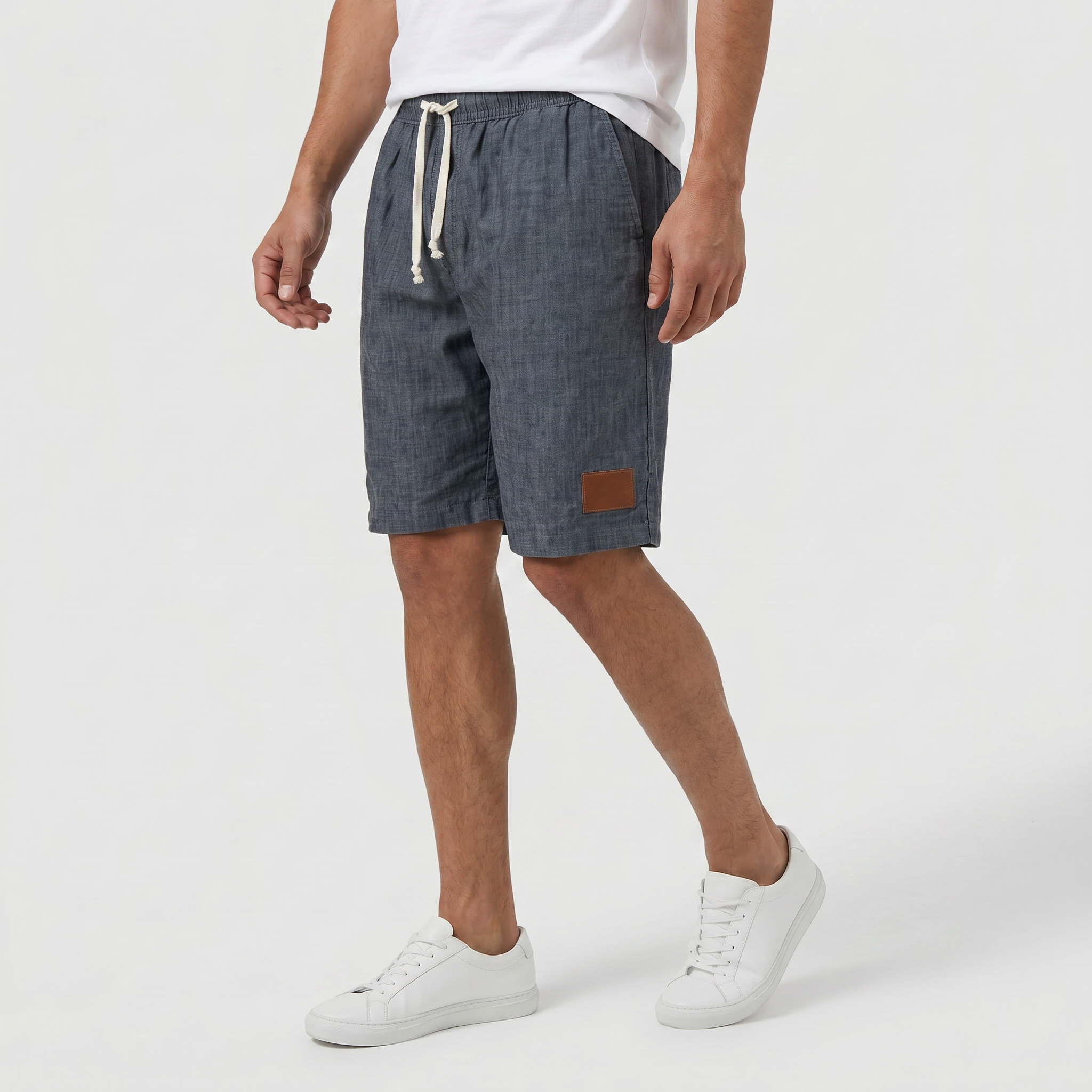 Men's Linen Shorts - Elasticated Waist Drawstring Summer Beach Shorts