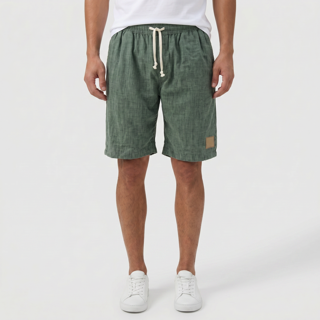 Men's Linen Shorts - Elasticated Waist Drawstring Summer Beach Shorts