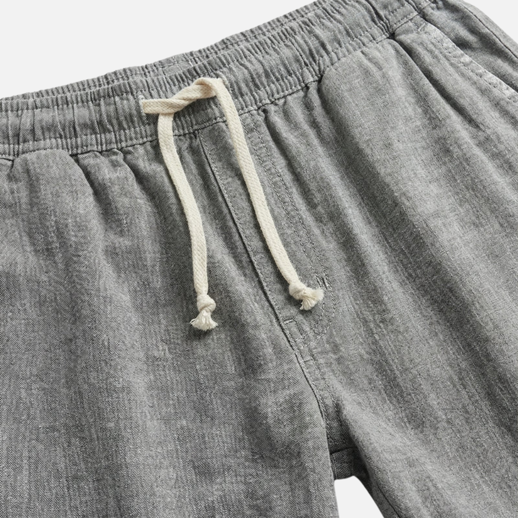 Men's Linen Shorts - Elasticated Waist Drawstring Summer Beach Shorts