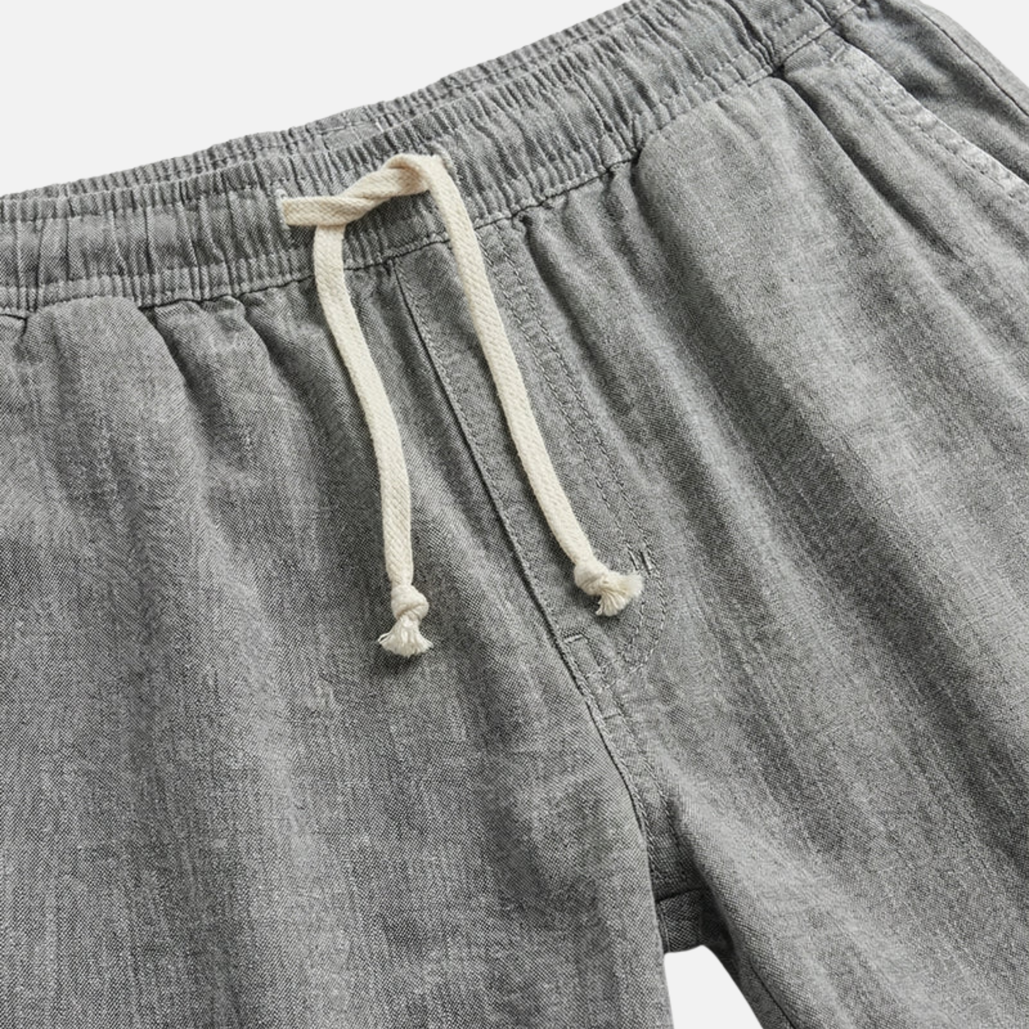 Men's Linen Shorts - Elasticated Waist Drawstring Summer Beach Shorts